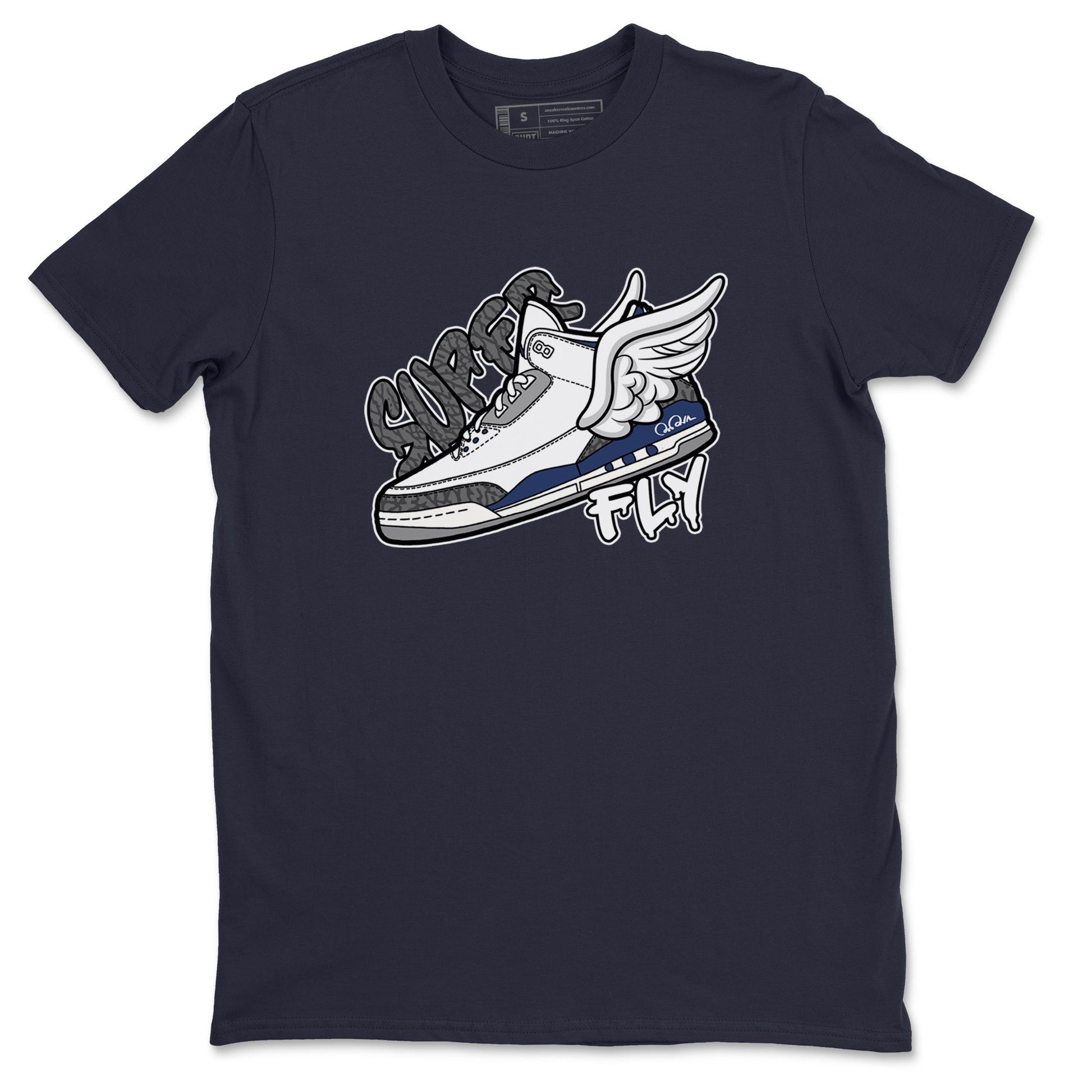 3s Midnight Navy shirt to match jordans Super Fly sneaker tees Air Jordan 3 Midnight Navy SNRT Sneaker Release Tees unisex cotton Navy 2 crew neck shirt