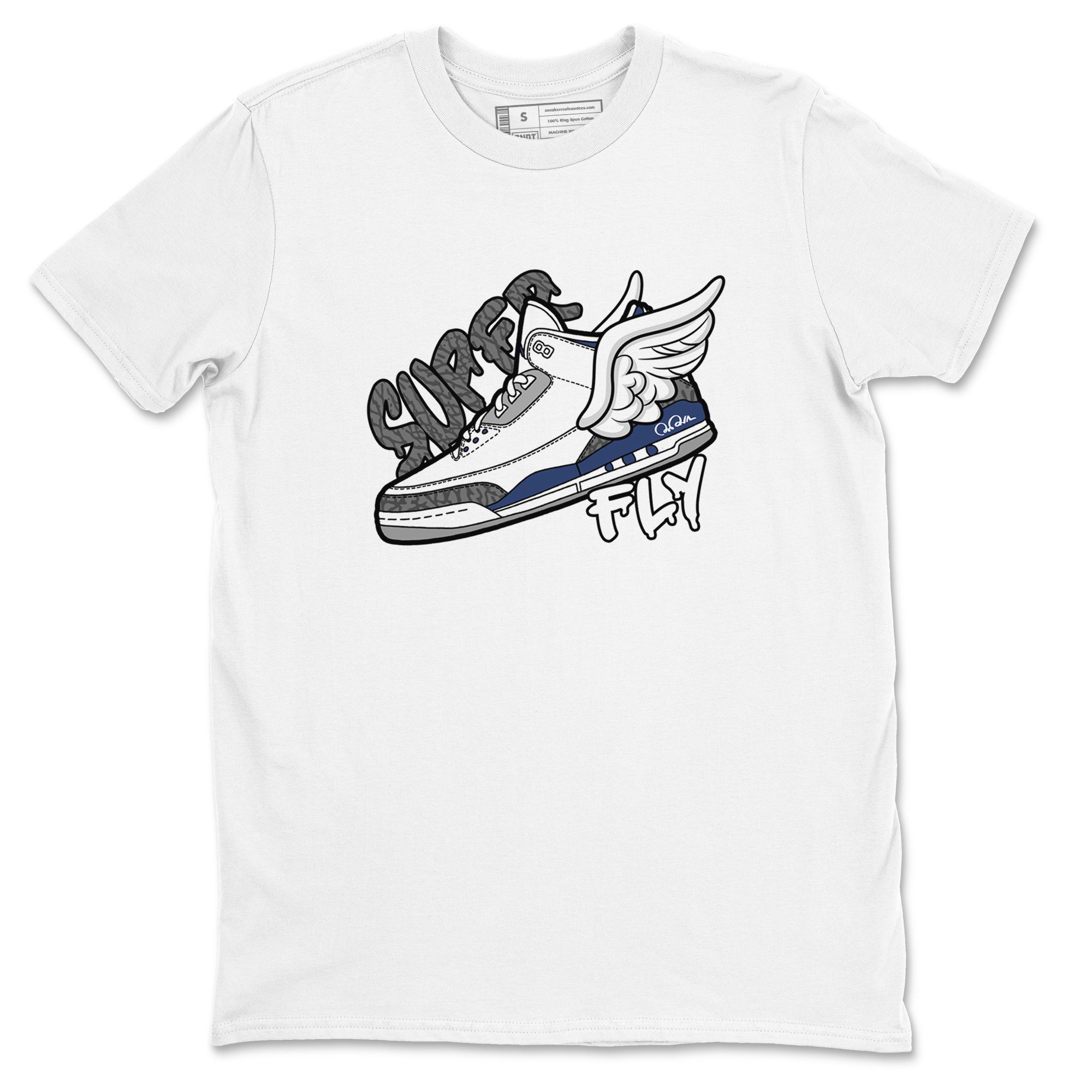 3s Midnight Navy shirt to match jordans Super Fly sneaker tees Air Jordan 3 Midnight Navy SNRT Sneaker Release Tees unisex cotton White 2 crew neck shirt