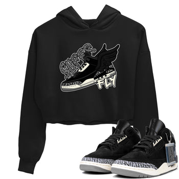 Air Jordan 3 Off Noir shirt to match jordans Super Fly sneaker tees AJ3 Off Noir SNRT Sneaker Release Tees Black 1 Crop T-Shirt