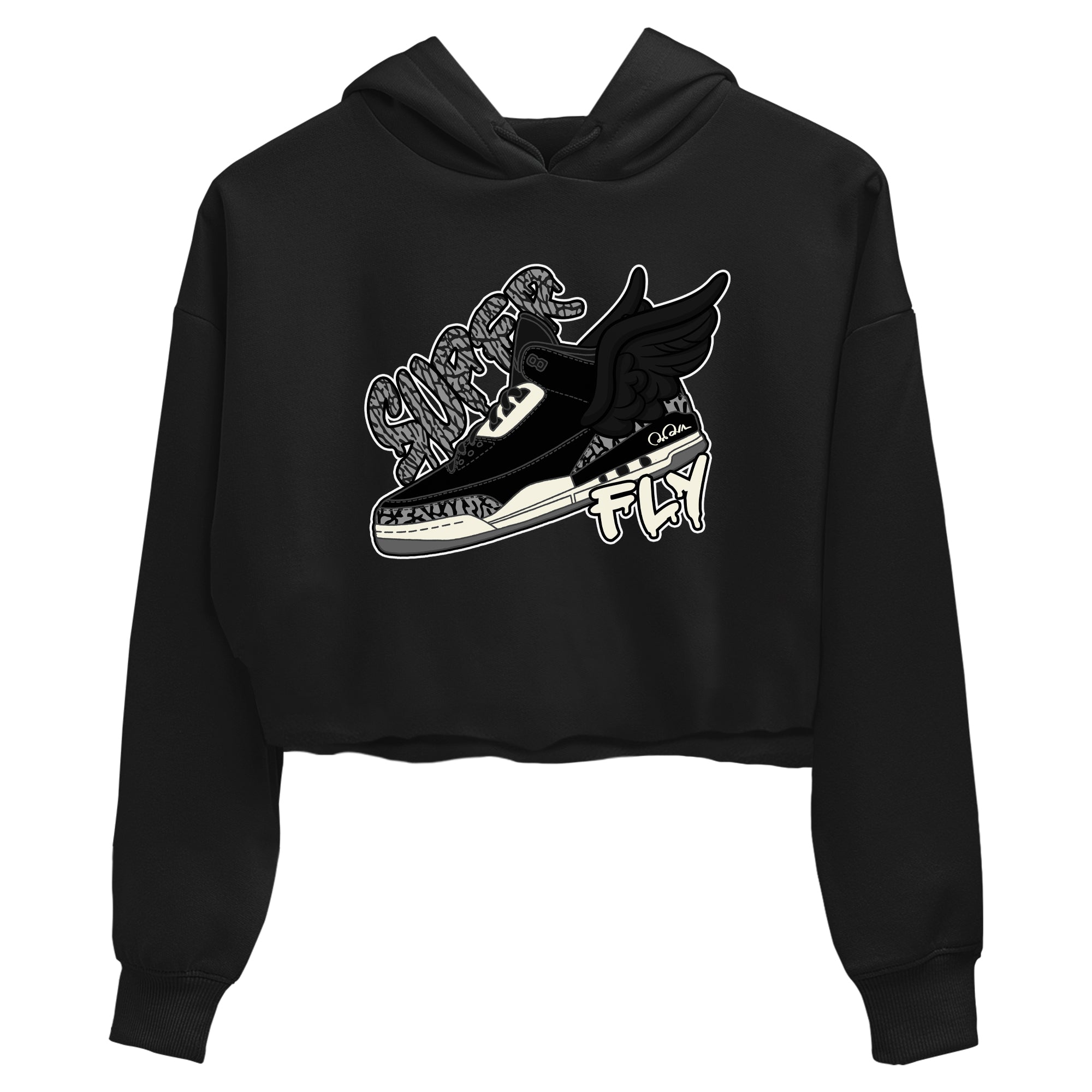 Air Jordan 3 Off Noir shirt to match jordans Super Fly sneaker tees AJ3 Off Noir SNRT Sneaker Release Tees Black 2 Crop T-Shirt