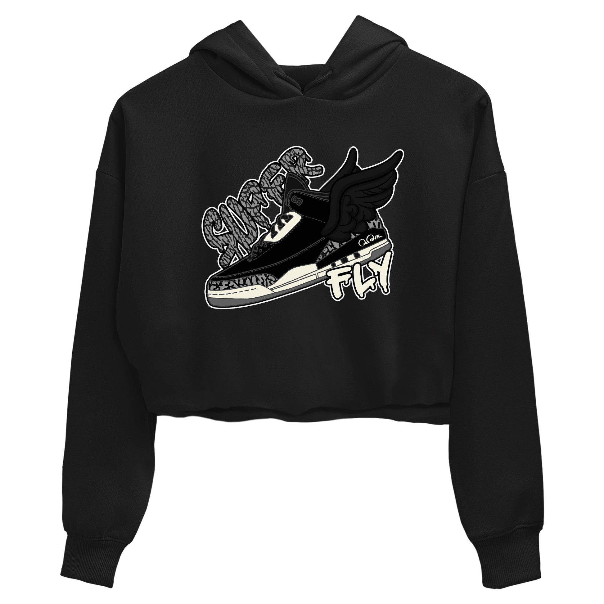Air Jordan 3 Off Noir shirt to match jordans Super Fly sneaker tees AJ3 Off Noir SNRT Sneaker Release Tees Black 2 Crop T-Shirt