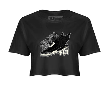 Air Jordan 3 Off Noir shirt to match jordans Super Fly sneaker tees AJ3 Off Noir SNRT Sneaker Release Tees Black 2 Crop T-Shirt