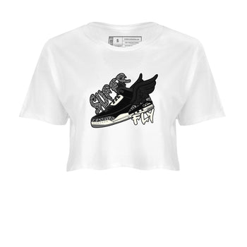 Air Jordan 3 Off Noir shirt to match jordans Super Fly sneaker tees AJ3 Off Noir SNRT Sneaker Release Tees White 2 Crop T-Shirt