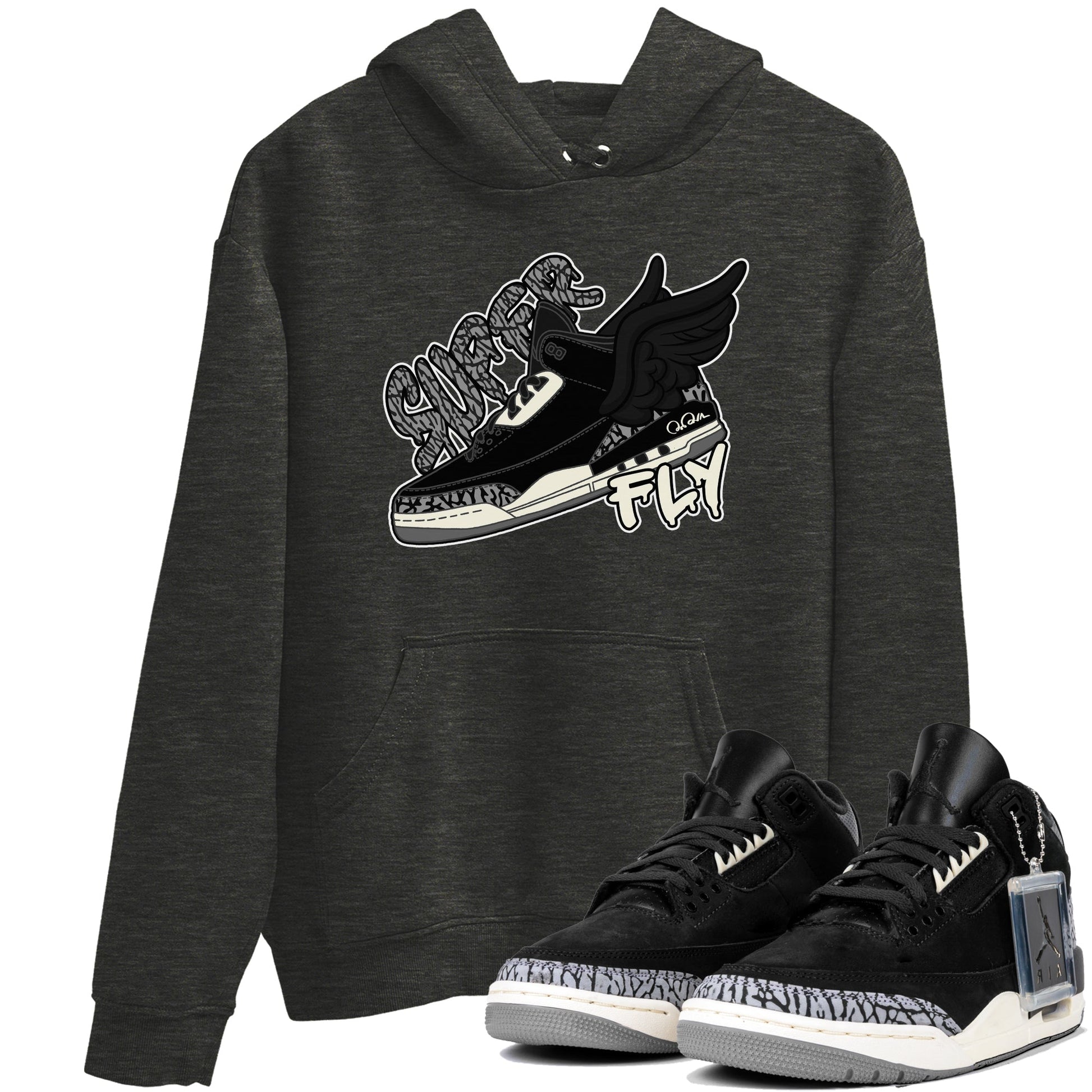 Air Jordan 3 Off Noir shirt to match jordans Super Fly sneaker tees AJ3 Off Noir SNRT Sneaker Release Tees Unisex Charcoal Heather 1 T-Shirt