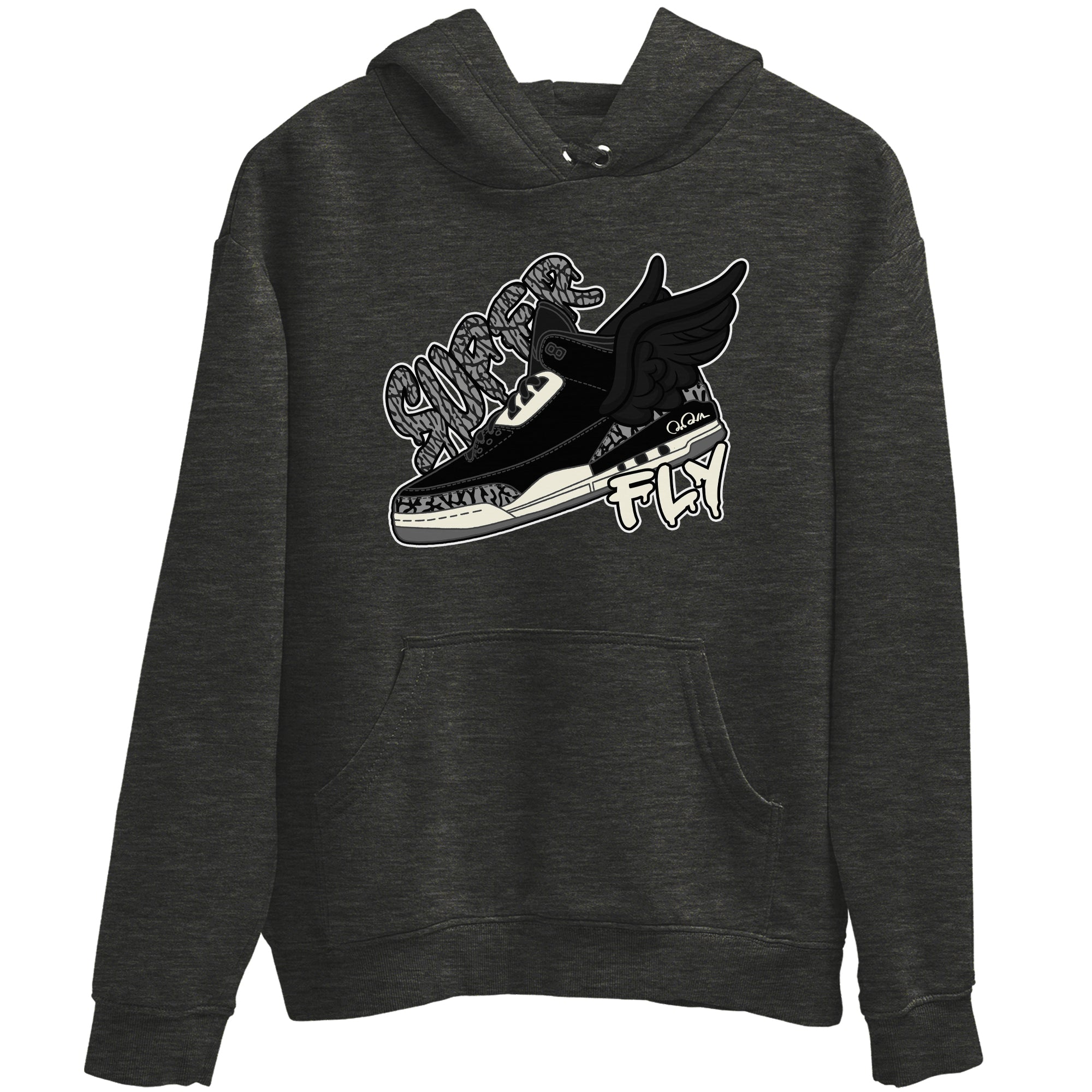 Air Jordan 3 Off Noir shirt to match jordans Super Fly sneaker tees AJ3 Off Noir SNRT Sneaker Release Tees Unisex Charcoal Heather 2 T-Shirt