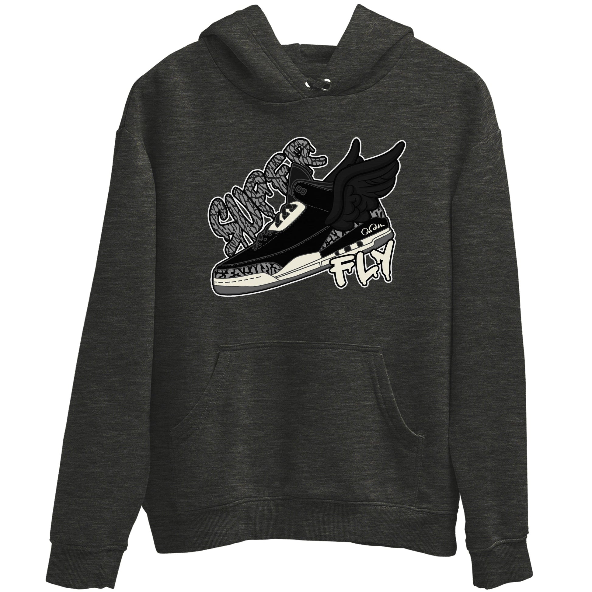 Air Jordan 3 Off Noir shirt to match jordans Super Fly sneaker tees AJ3 Off Noir SNRT Sneaker Release Tees Unisex Charcoal Heather 2 T-Shirt