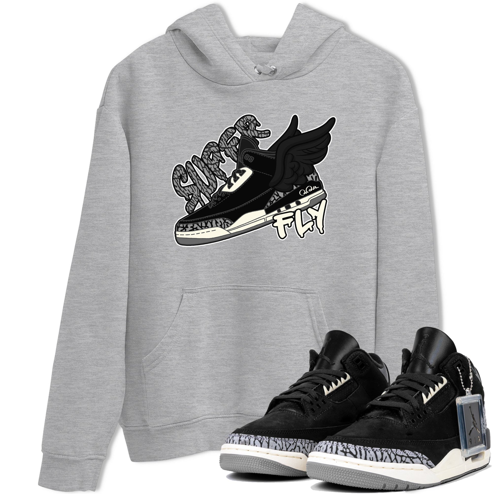 Air Jordan 3 Off Noir shirt to match jordans Super Fly sneaker tees AJ3 Off Noir SNRT Sneaker Release Tees Unisex Heather Grey 1 T-Shirt