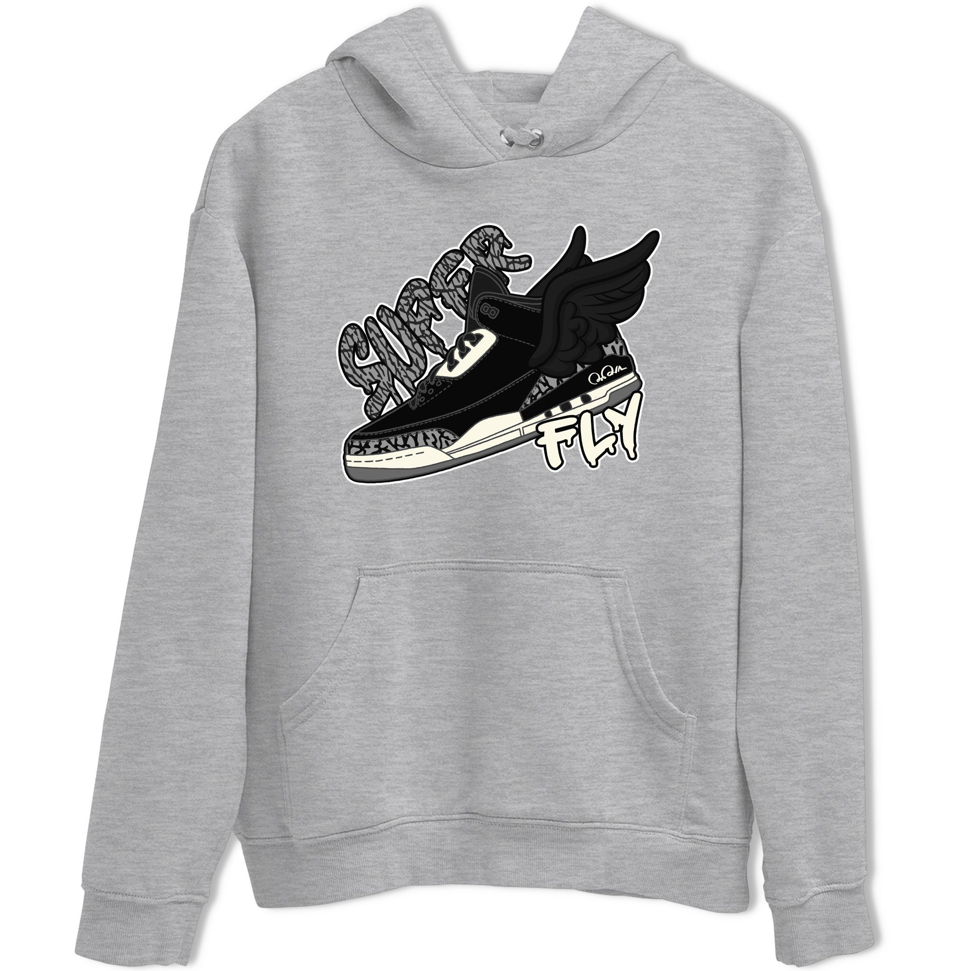 Air Jordan 3 Off Noir shirt to match jordans Super Fly sneaker tees AJ3 Off Noir SNRT Sneaker Release Tees Unisex Heather Grey 2 T-Shirt