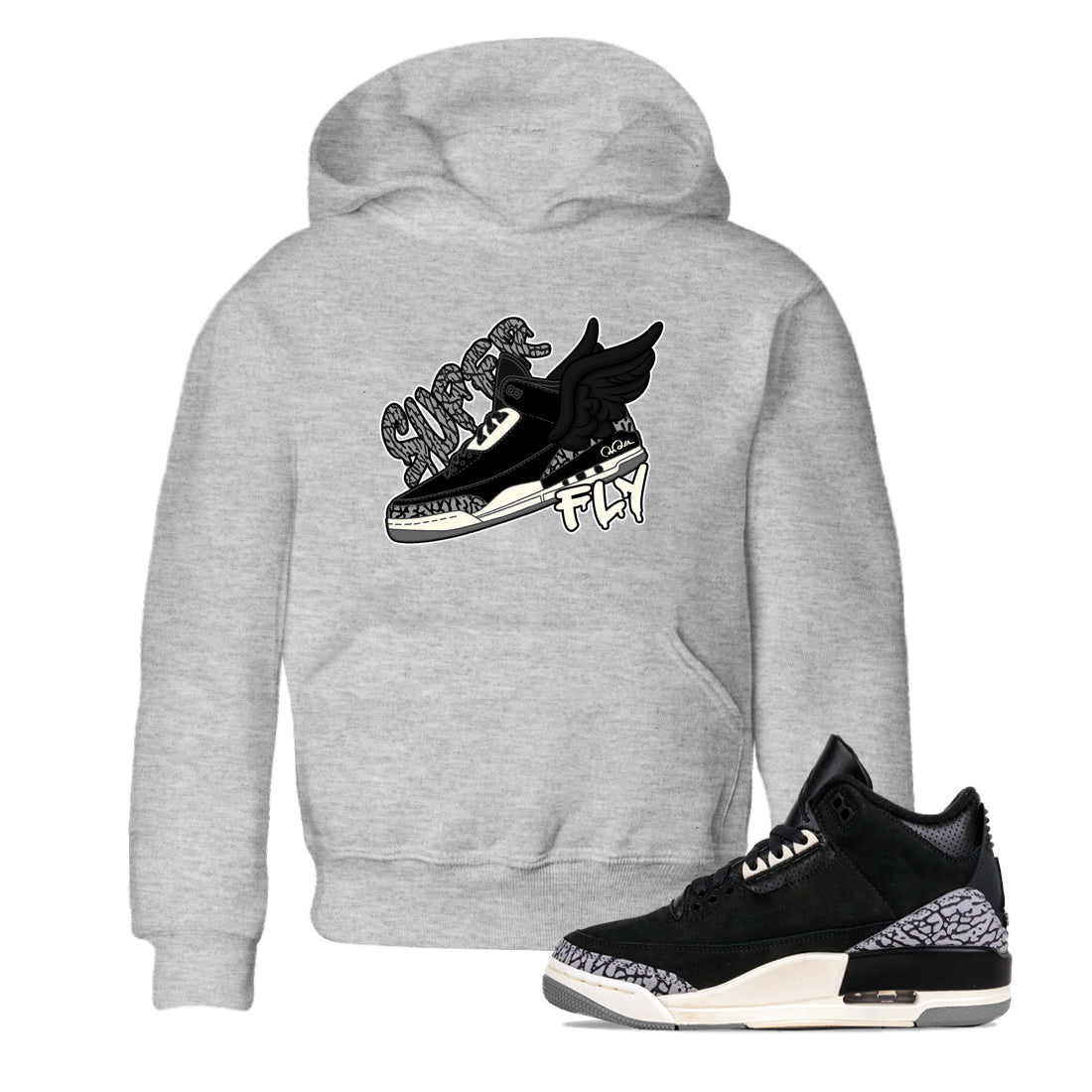 Air Jordan 3 Off Noir shirt to match jordans Super Fly sneaker tees AJ3 Off Noir SNRT Sneaker Release Tees Baby Toddler Heather Grey 1 T-Shirt