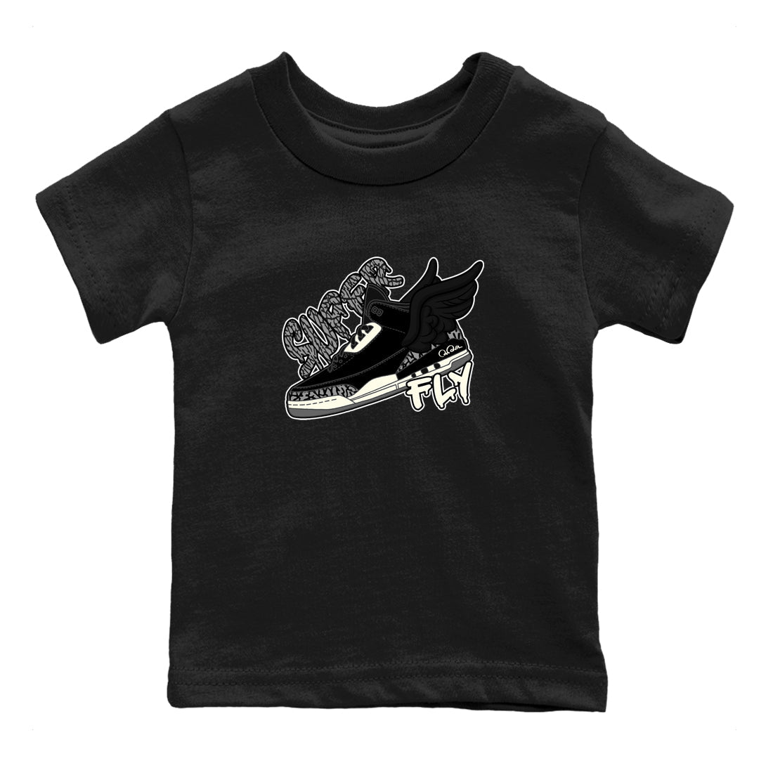 Air Jordan 3 Off Noir shirt to match jordans Super Fly sneaker tees AJ3 Off Noir SNRT Sneaker Release Tees Baby Toddler Black 2 T-Shirt