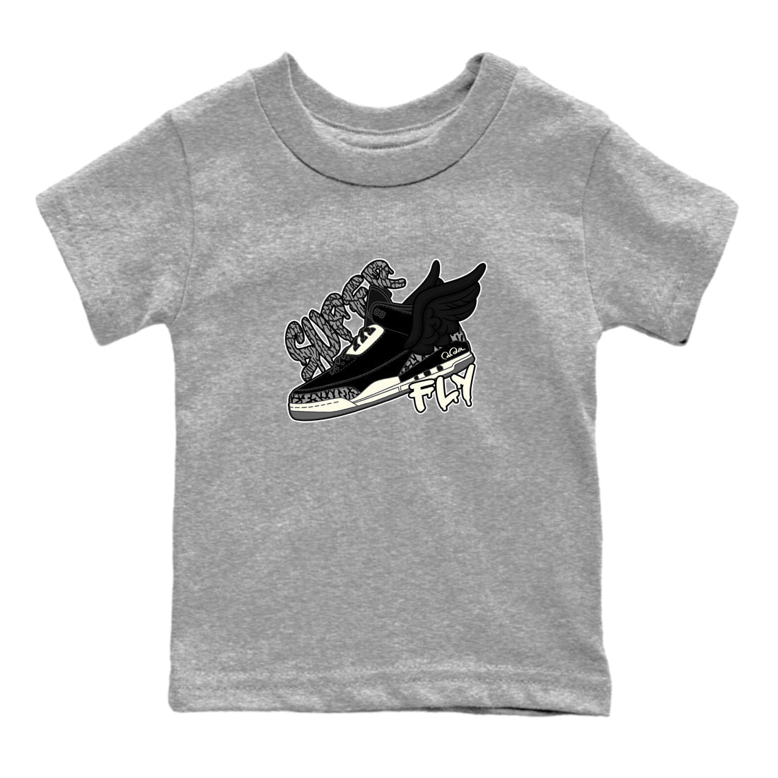 Air Jordan 3 Off Noir shirt to match jordans Super Fly sneaker tees AJ3 Off Noir SNRT Sneaker Release Tees Baby Toddler Heather Grey 2 T-Shirt