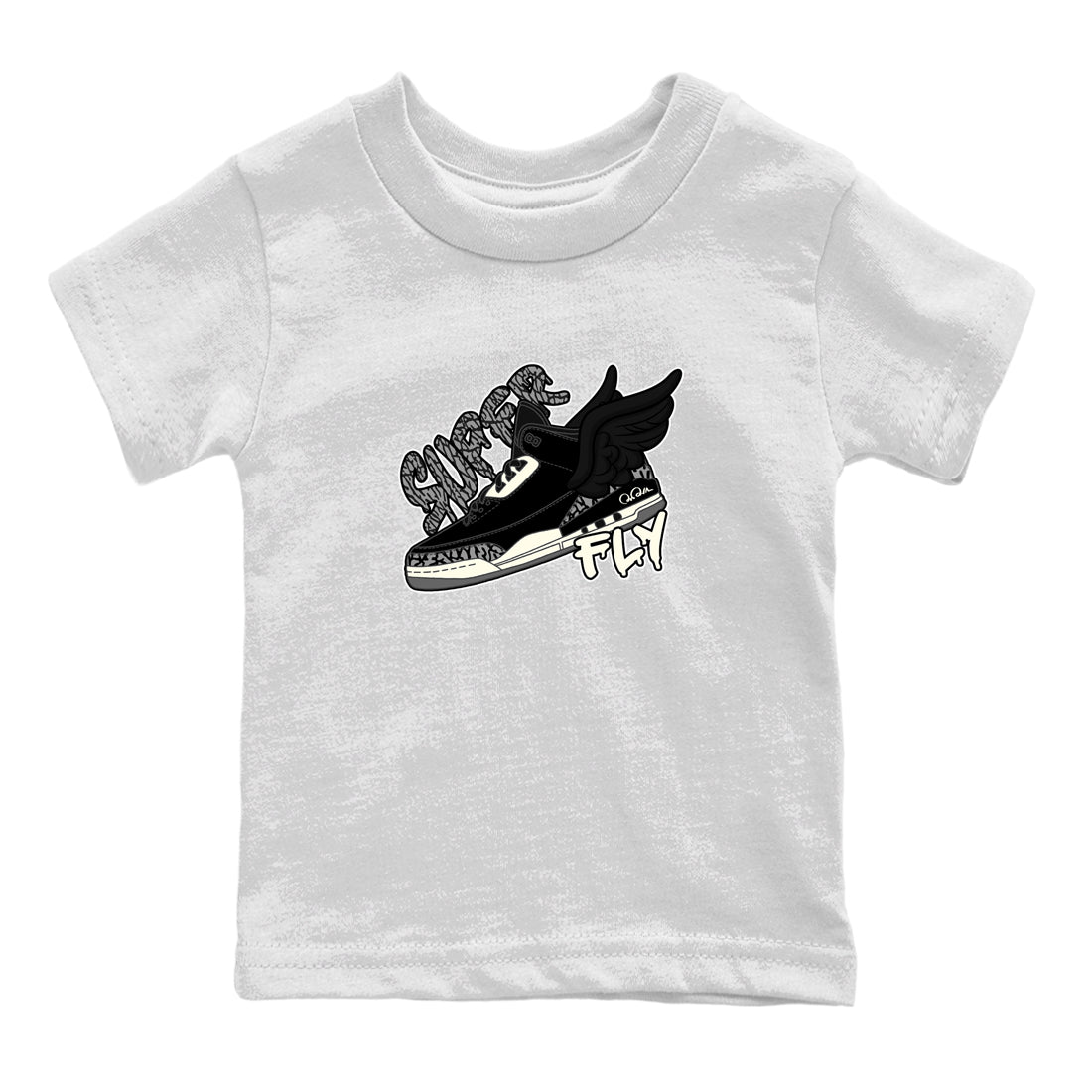 Air Jordan 3 Off Noir shirt to match jordans Super Fly sneaker tees AJ3 Off Noir SNRT Sneaker Release Tees Baby Toddler White 2 T-Shirt
