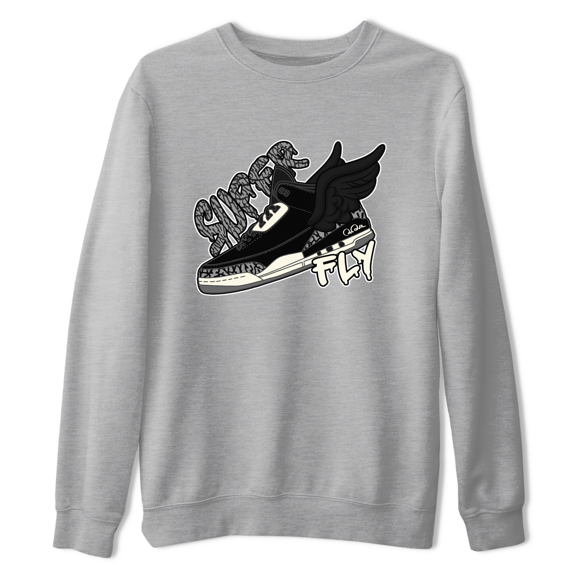 Air Jordan 3 Off Noir shirt to match jordans Super Fly sneaker tees AJ3 Off Noir SNRT Sneaker Release Tees Unisex Heather Grey 2 T-Shirt