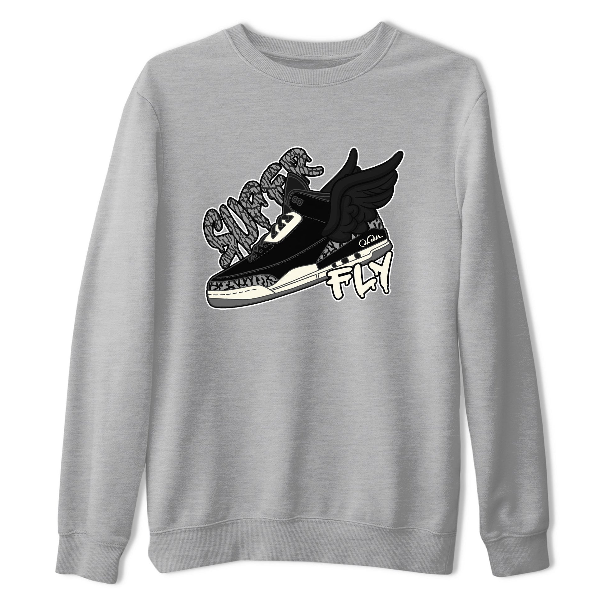 Air Jordan 3 Off Noir shirt to match jordans Super Fly sneaker tees AJ3 Off Noir SNRT Sneaker Release Tees Unisex Heather Grey 2 T-Shirt