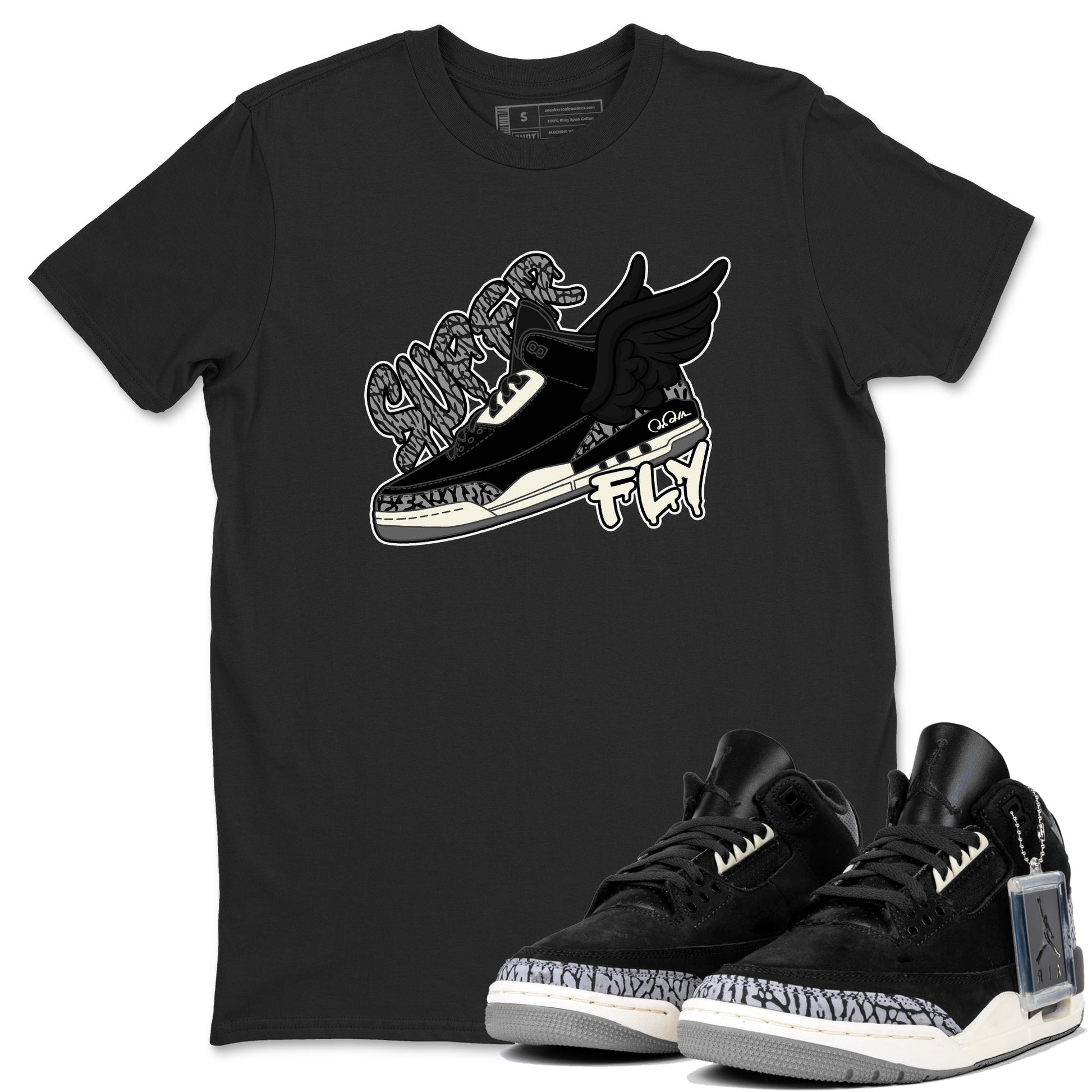 Air Jordan 3 Off Noir shirt to match jordans Super Fly sneaker tees AJ3 Off Noir SNRT Sneaker Release Tees Unisex Black 1 T-Shirt
