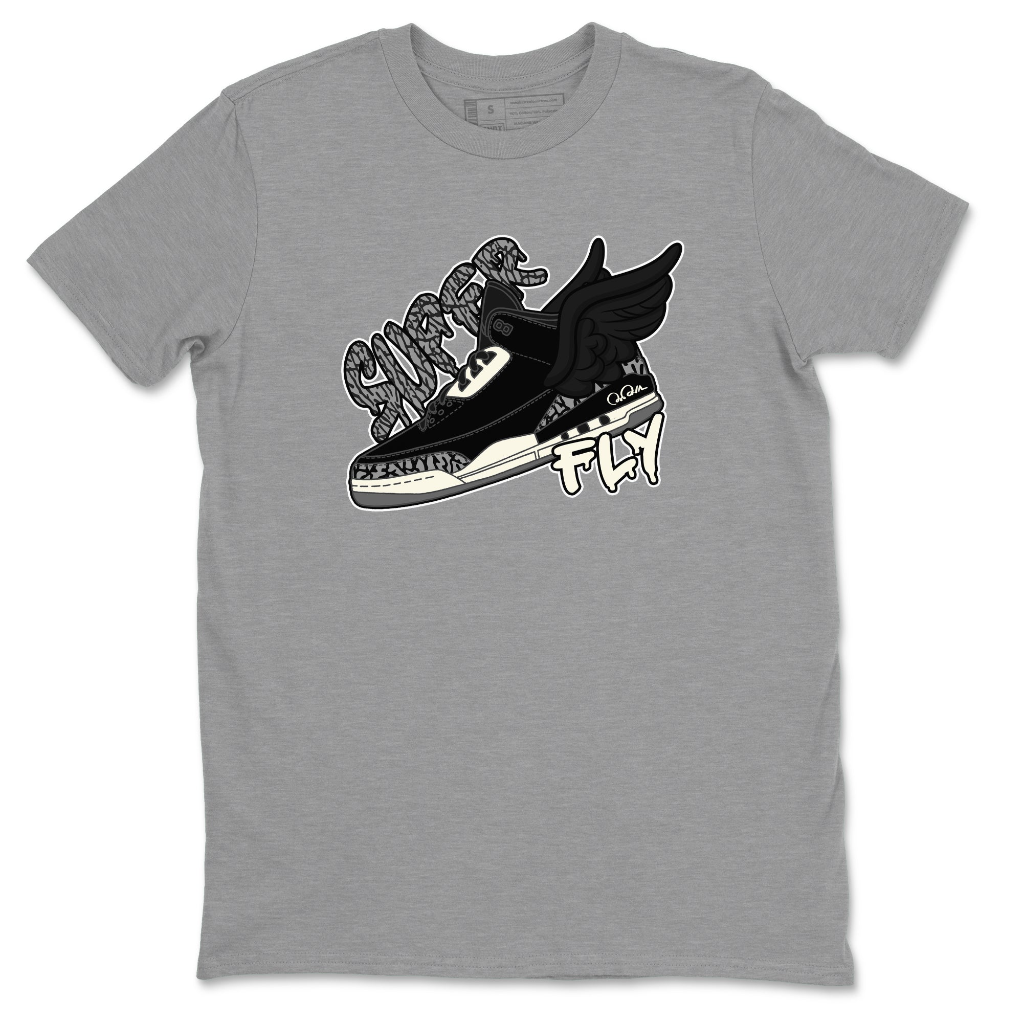 Air Jordan 3 Off Noir shirt to match jordans Super Fly sneaker tees AJ3 Off Noir SNRT Sneaker Release Tees Unisex Heather Grey 2 T-Shirt