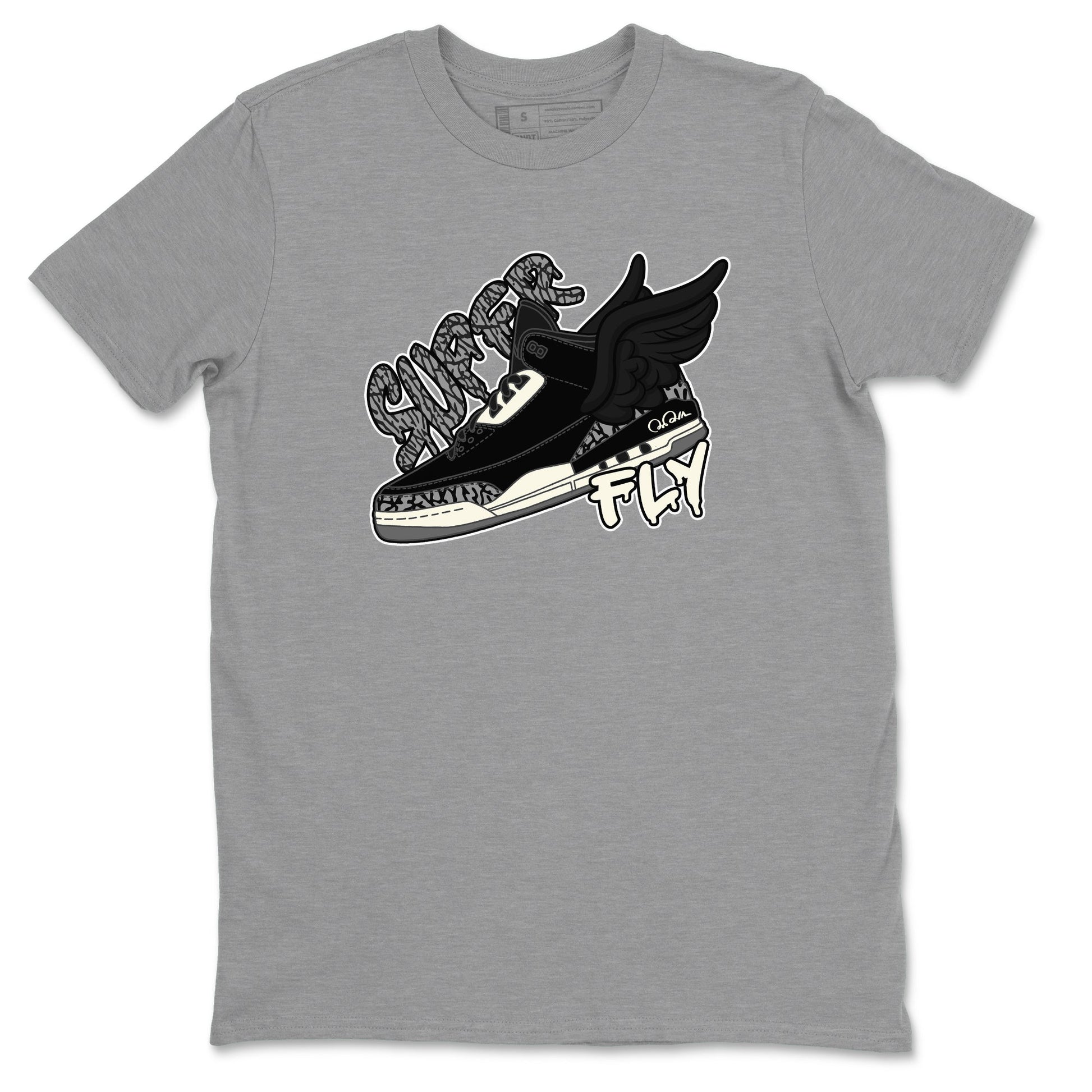 Air Jordan 3 Off Noir shirt to match jordans Super Fly sneaker tees AJ3 Off Noir SNRT Sneaker Release Tees Unisex Heather Grey 2 T-Shirt