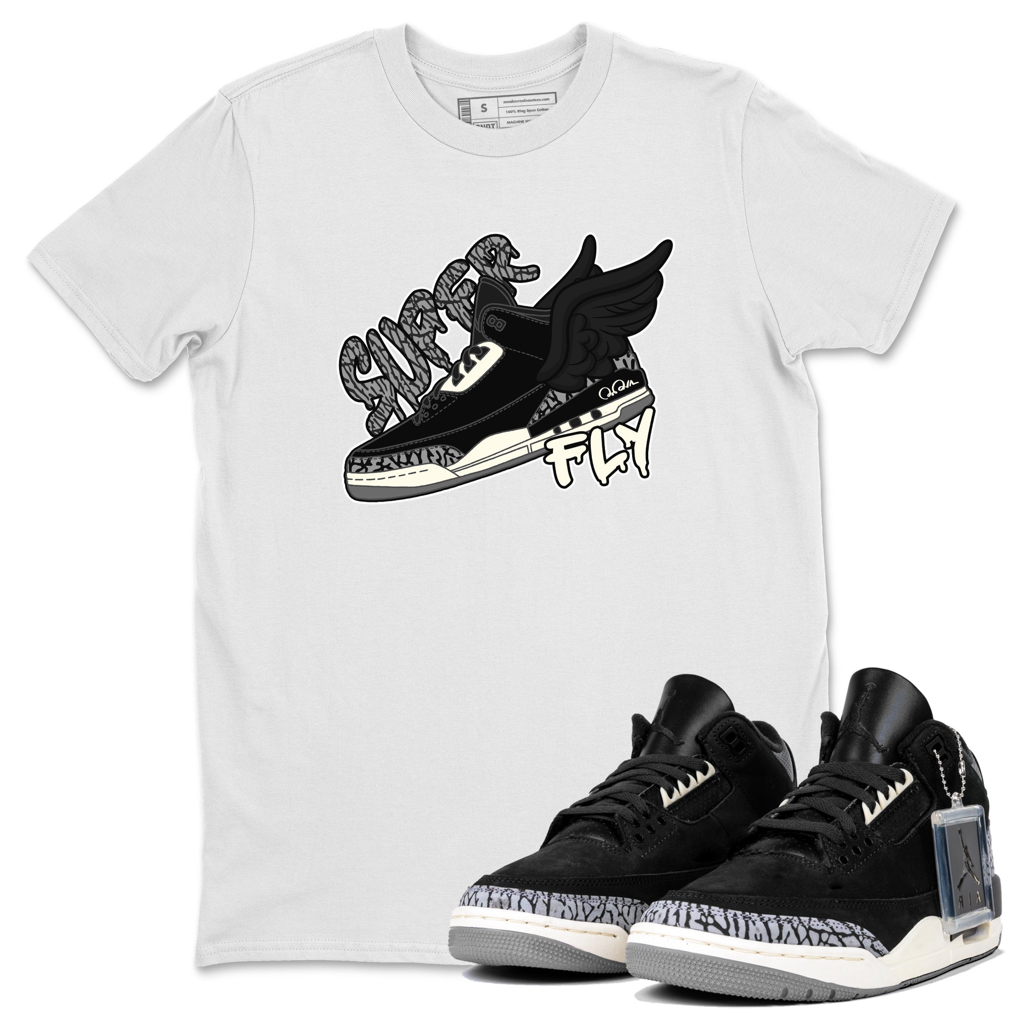 Air Jordan 3 Off Noir shirt to match jordans Super Fly sneaker tees AJ3 Off Noir SNRT Sneaker Release Tees Unisex White 1 T-Shirt