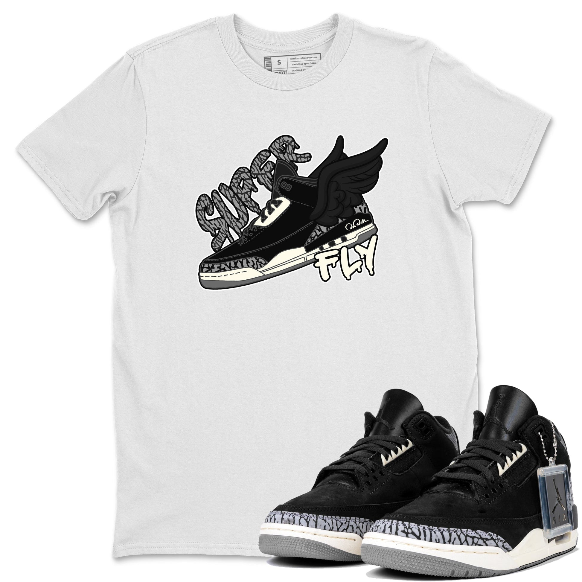 Air Jordan 3 Off Noir shirt to match jordans Super Fly sneaker tees AJ3 Off Noir SNRT Sneaker Release Tees Unisex White 1 T-Shirt