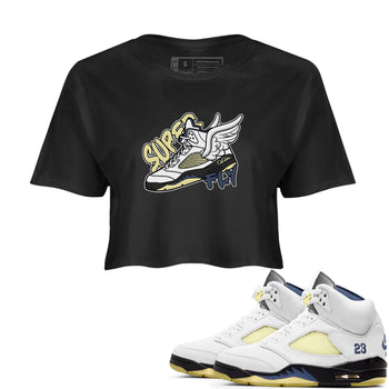 Air Jordan 5 A Ma Maniere x Photon Dust shirt to match jordans Super Fly sneaker tees Jordan 5 A Ma Maniere "Dawn" SNRT Sneaker Release Tees Black 1 Crop T-Shirt