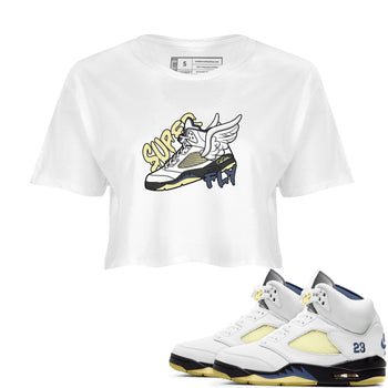 Air Jordan 5 A Ma Maniere x Photon Dust shirt to match jordans Super Fly sneaker tees Jordan 5 A Ma Maniere "Dawn" SNRT Sneaker Release Tees White 1 Crop T-Shirt