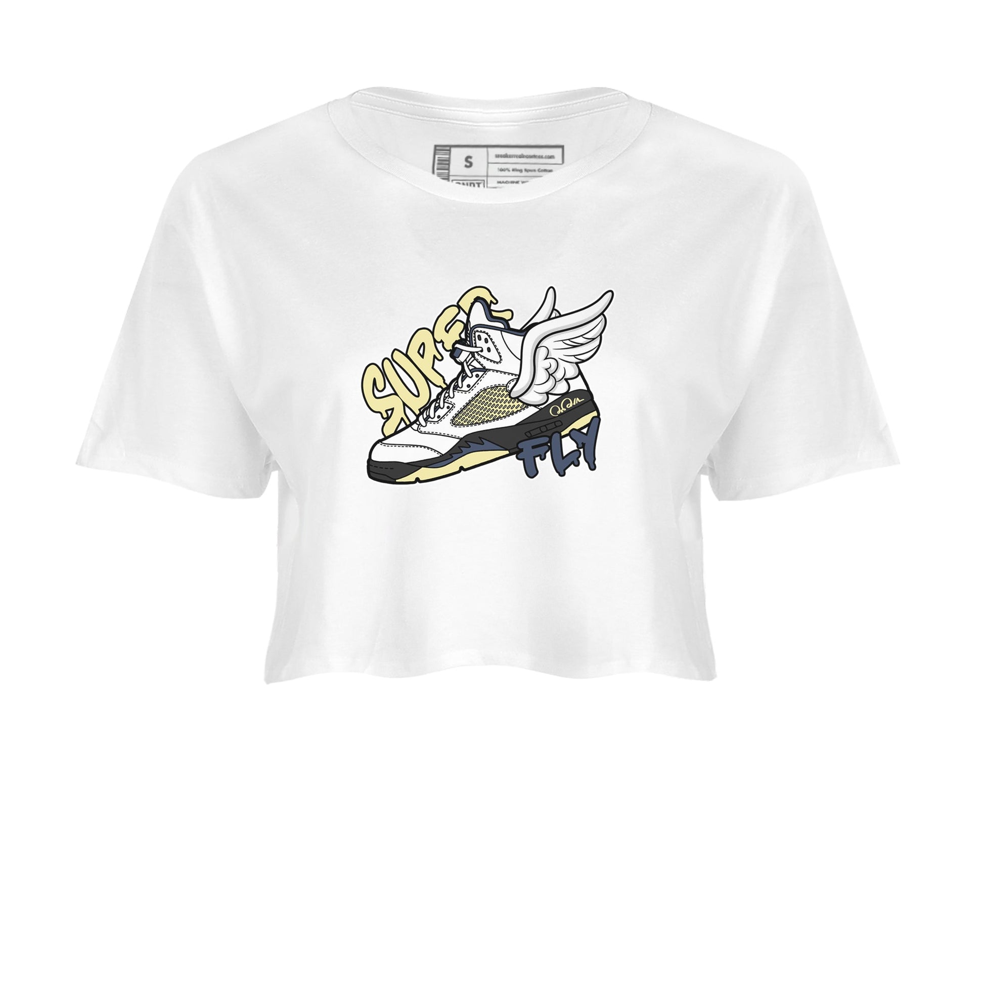 Air Jordan 5 A Ma Maniere x Photon Dust shirt to match jordans Super Fly sneaker tees Jordan 5 A Ma Maniere "Dawn" SNRT Sneaker Release Tees White 2 Crop T-Shirt