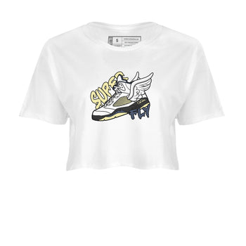 Air Jordan 5 A Ma Maniere x Photon Dust shirt to match jordans Super Fly sneaker tees Jordan 5 A Ma Maniere "Dawn" SNRT Sneaker Release Tees White 2 Crop T-Shirt
