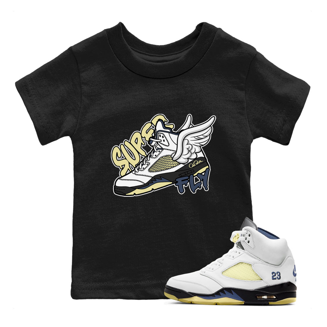 Air Jordan 5 A Ma Maniere x Photon Dust shirt to match jordans Super Fly sneaker tees Jordan 5 A Ma Maniere "Dawn" SNRT Sneaker Release Tees Baby Toddler Black 1 T-Shirt