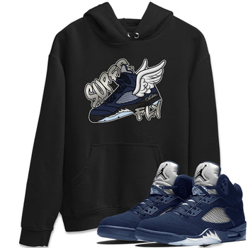 Air Jordan 5 Georgetown Sneaker Match Tees Super Fly Sneaker Tees AJ5 Georgetown Sneaker Release Tees Unisex Shirts Black 1