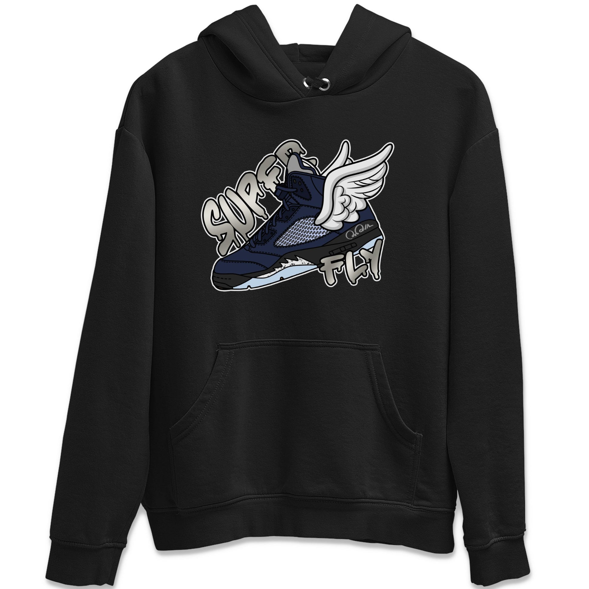 Air Jordan 5 Georgetown Sneaker Match Tees Super Fly Sneaker Tees AJ5 Georgetown Sneaker Release Tees Unisex Shirts Black 2