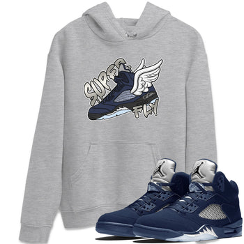 Air Jordan 5 Georgetown Sneaker Match Tees Super Fly Sneaker Tees AJ5 Georgetown Sneaker Release Tees Unisex Shirts Heather Grey 1