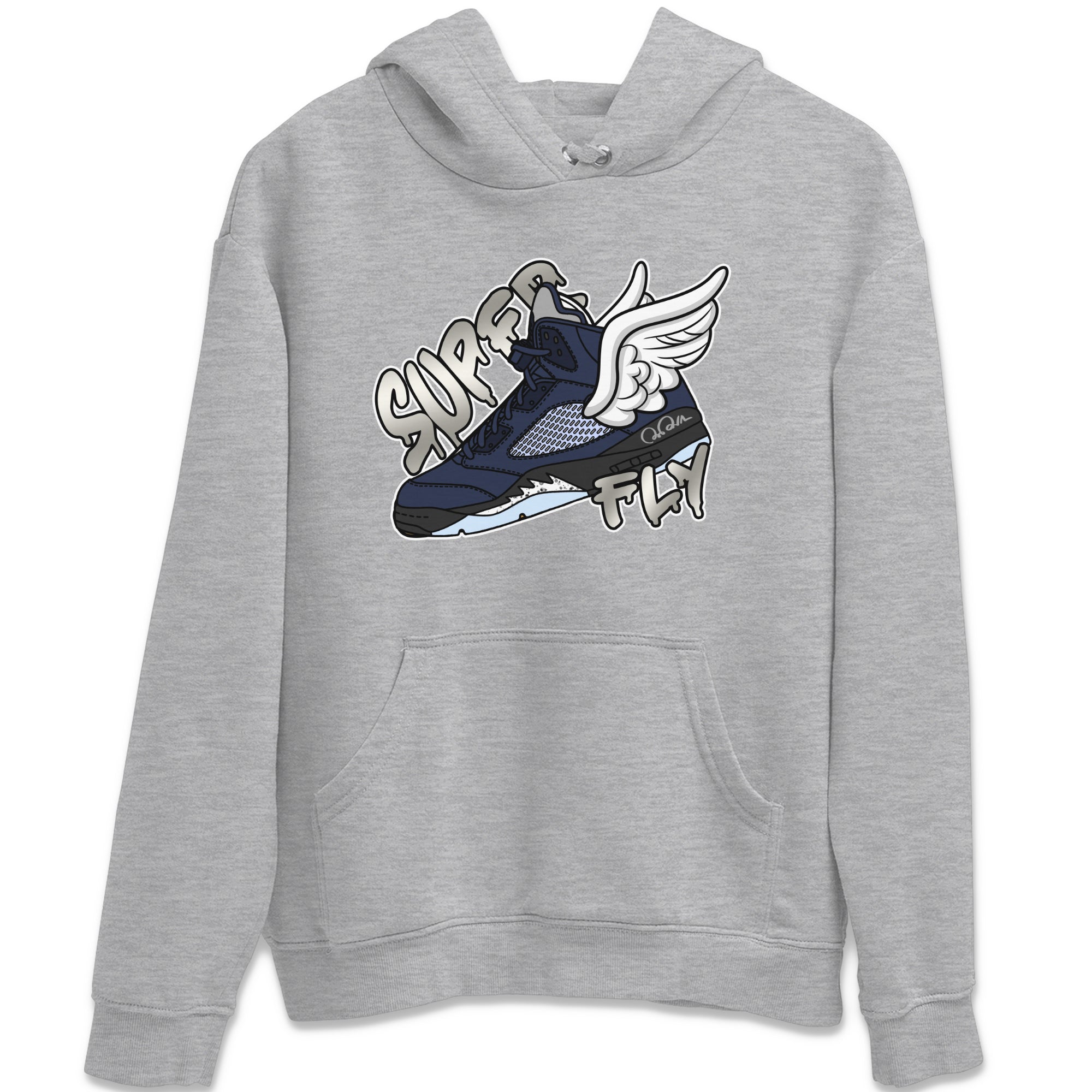 Air Jordan 5 Georgetown Sneaker Match Tees Super Fly Sneaker Tees AJ5 Georgetown Sneaker Release Tees Unisex Shirts Heather Grey 2
