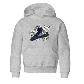 Air Jordan 5 Georgetown Sneaker Match Tees Super Fly Sneaker Tees AJ5 Georgetown Sneaker Release Tees Kids Shirts Heather Grey 2