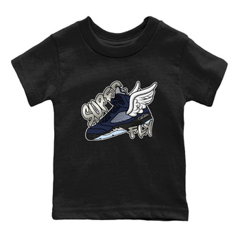 Air Jordan 5 Georgetown Sneaker Match Tees Super Fly Sneaker Tees AJ5 Georgetown Sneaker Release Tees Kids Shirts Black 2