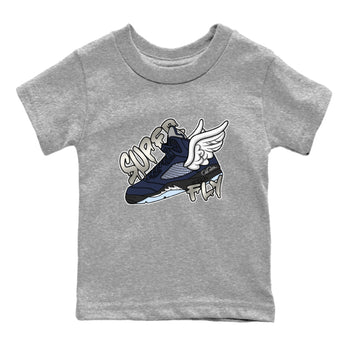 Air Jordan 5 Georgetown Sneaker Match Tees Super Fly Sneaker Tees AJ5 Georgetown Sneaker Release Tees Kids Shirts Heather Grey 2