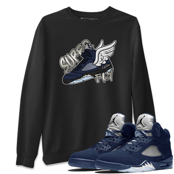 Air Jordan 5 Georgetown Sneaker Match Tees Super Fly Sneaker Tees AJ5 Georgetown Sneaker Release Tees Unisex Shirts Black 1