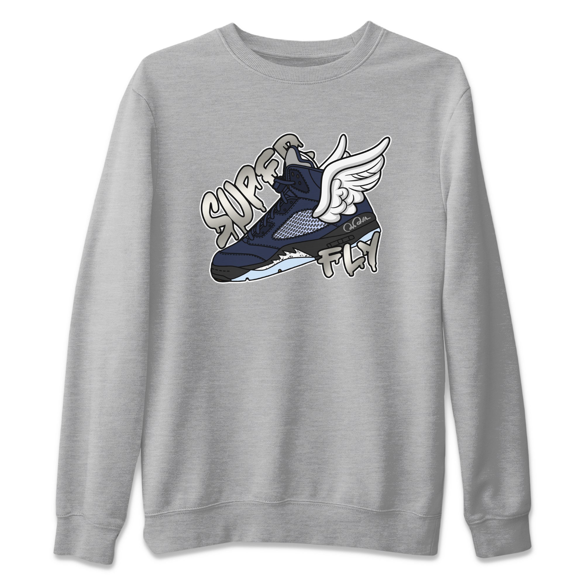 Air Jordan 5 Georgetown Sneaker Match Tees Super Fly Sneaker Tees AJ5 Georgetown Sneaker Release Tees Unisex Shirts Heather Grey 2