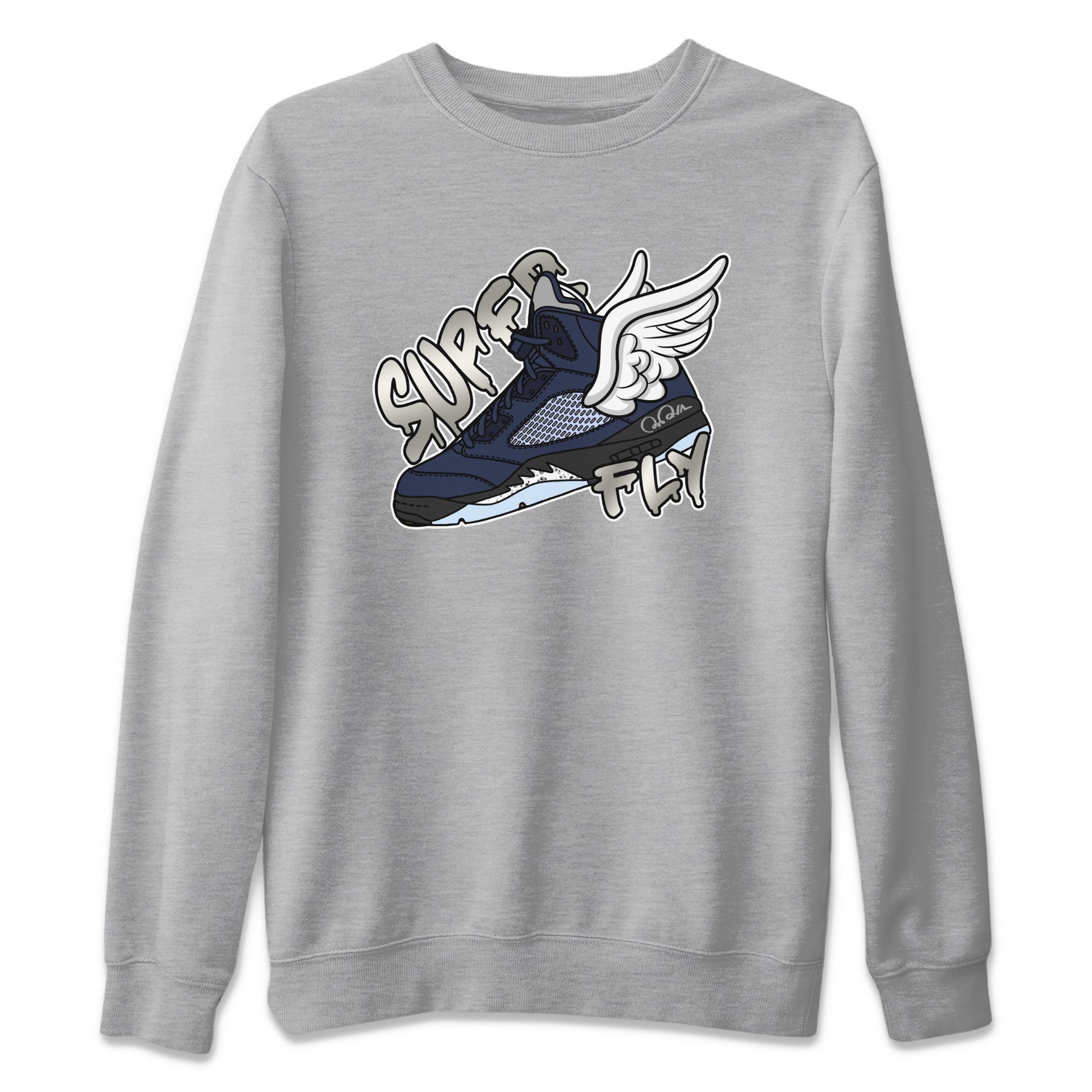 Air Jordan 5 Georgetown Sneaker Match Tees Super Fly Sneaker Tees AJ5 Georgetown Sneaker Release Tees Unisex Shirts Heather Grey 2