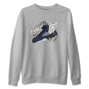 Air Jordan 5 Georgetown Sneaker Match Tees Super Fly Sneaker Tees AJ5 Georgetown Sneaker Release Tees Unisex Shirts Heather Grey 2