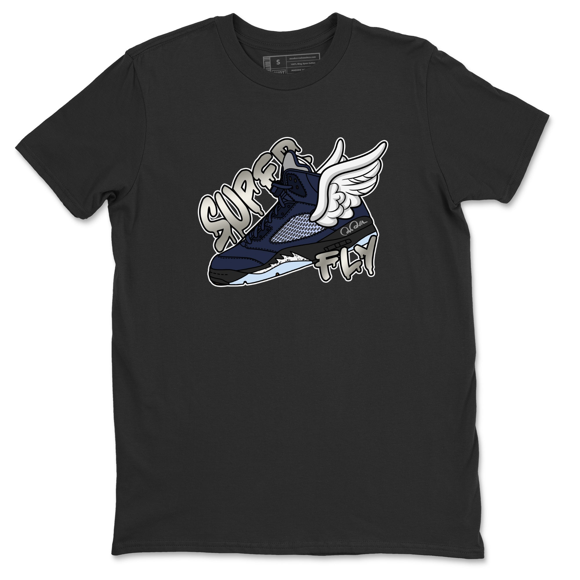 Air Jordan 5 Georgetown Sneaker Match Tees Super Fly Sneaker Tees AJ5 Georgetown Sneaker Release Tees Unisex Shirts Black 2