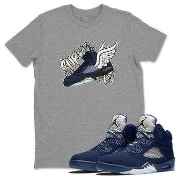 Air Jordan 5 Georgetown Sneaker Match Tees Super Fly Sneaker Tees AJ5 Georgetown Sneaker Release Tees Unisex Shirts Heather Grey 1