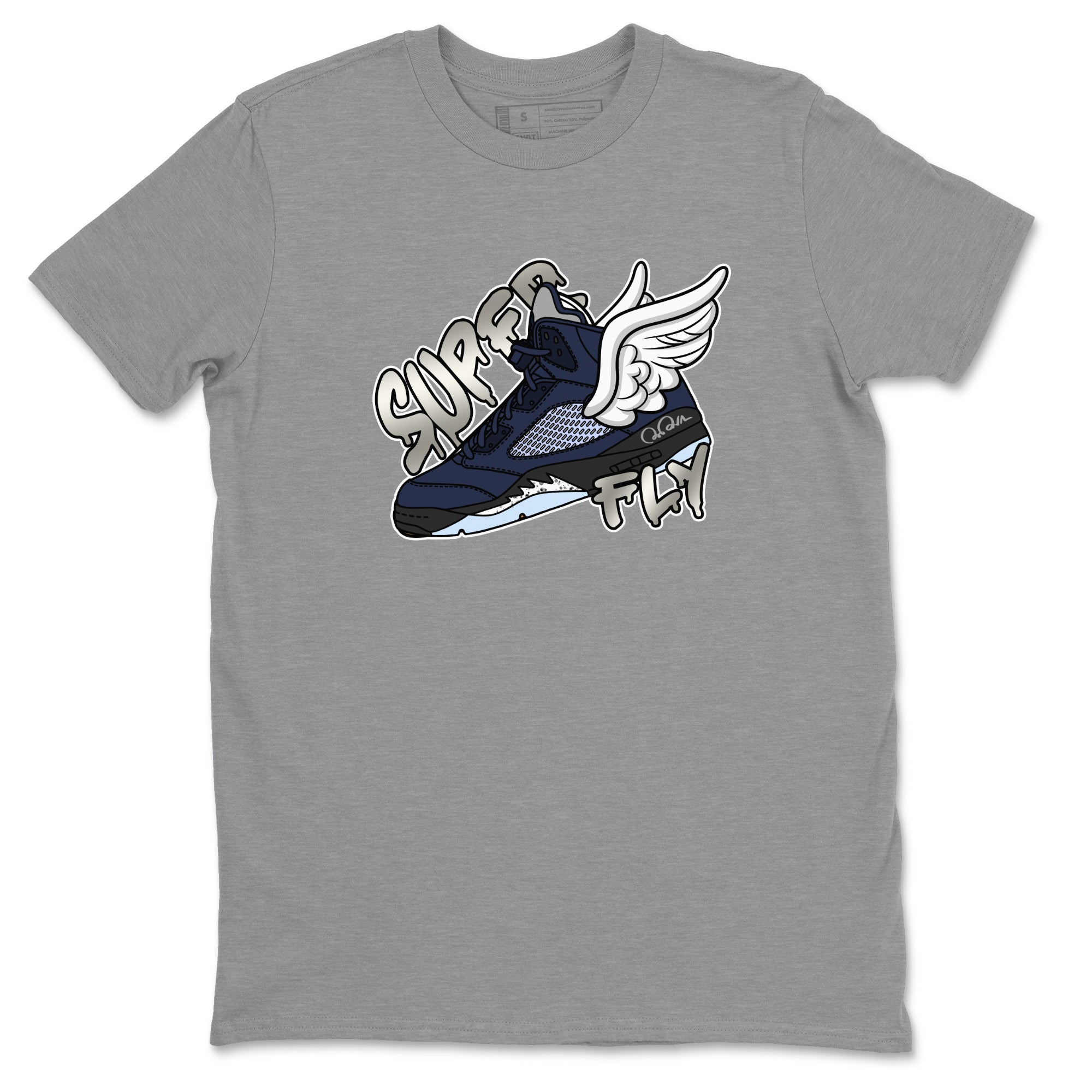 Air Jordan 5 Georgetown Sneaker Match Tees Super Fly Sneaker Tees AJ5 Georgetown Sneaker Release Tees Unisex Shirts Heather Grey 2