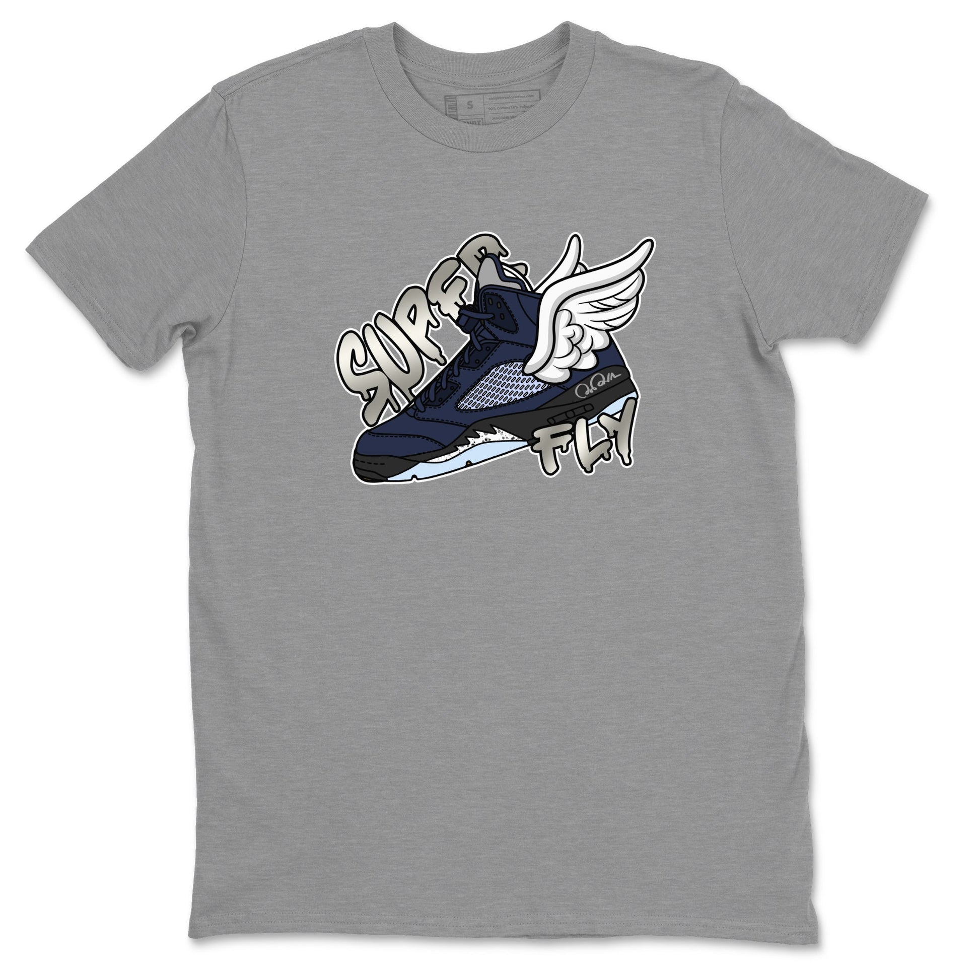Air Jordan 5 Georgetown Sneaker Match Tees Super Fly Sneaker Tees AJ5 Georgetown Sneaker Release Tees Unisex Shirts Heather Grey 2