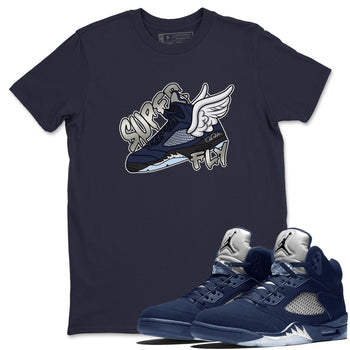 Air Jordan 5 Georgetown Sneaker Match Tees Super Fly Sneaker Tees AJ5 Georgetown Sneaker Release Tees Unisex Shirts Navy 1