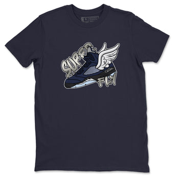 Air Jordan 5 Georgetown Sneaker Match Tees Super Fly Sneaker Tees AJ5 Georgetown Sneaker Release Tees Unisex Shirts Navy 2