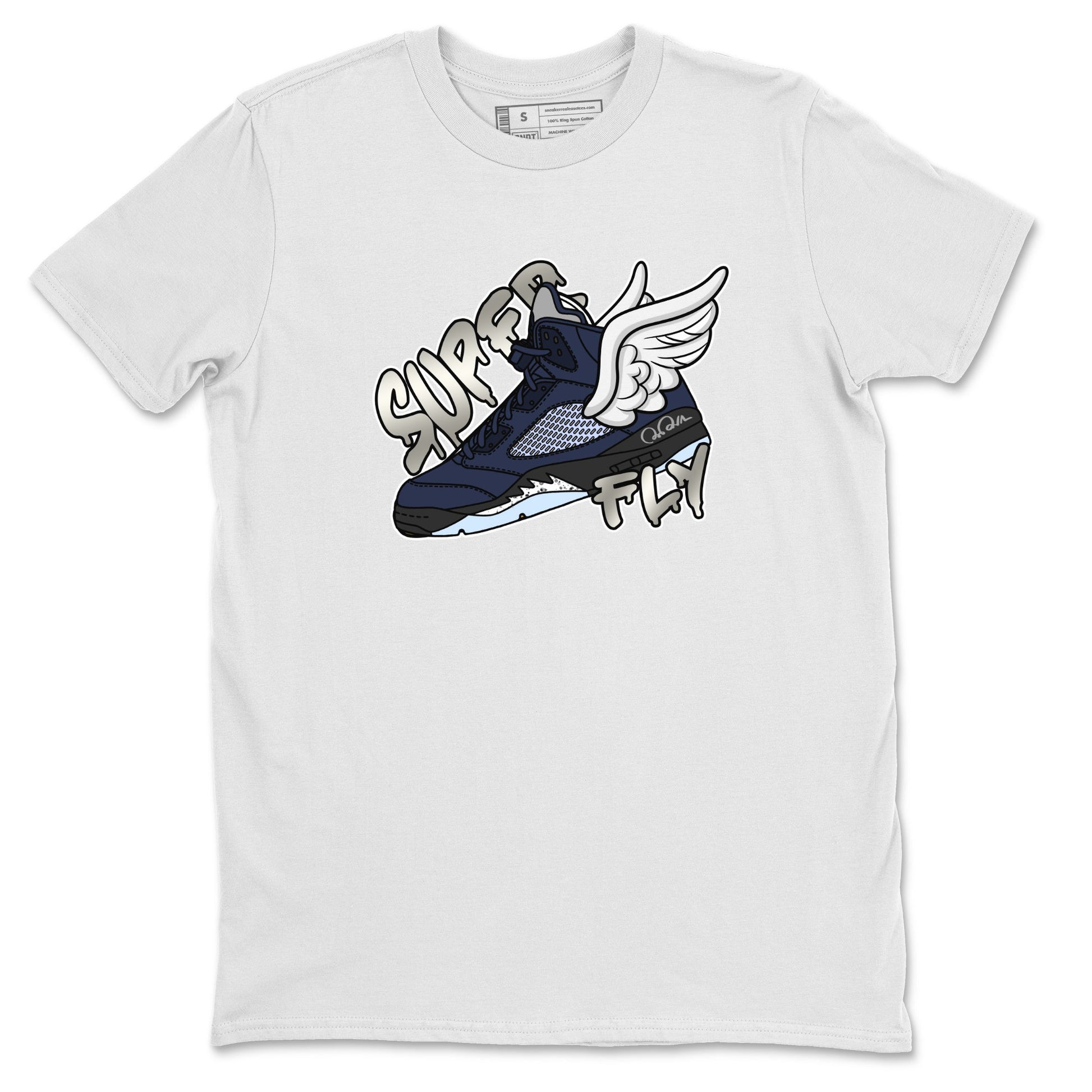 Air Jordan 5 Georgetown Sneaker Match Tees Super Fly Sneaker Tees AJ5 Georgetown Sneaker Release Tees Unisex Shirts White 2