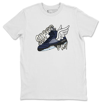 Air Jordan 5 Georgetown Sneaker Match Tees Super Fly Sneaker Tees AJ5 Georgetown Sneaker Release Tees Unisex Shirts White 2