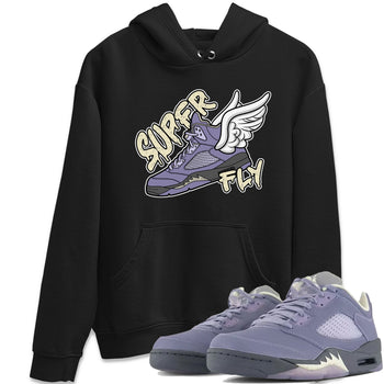 Air Jordan 5 Indigo Haze Sneaker Match Tees Super Fly Sneaker Tees AJ5 Indigo Haze Sneaker Release Tees Unisex Shirts Black 1