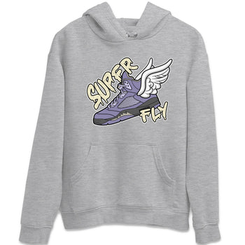 Air Jordan 5 Indigo Haze Sneaker Match Tees Super Fly Sneaker Tees AJ5 Indigo Haze Sneaker Release Tees Unisex Shirts Heather Grey 2
