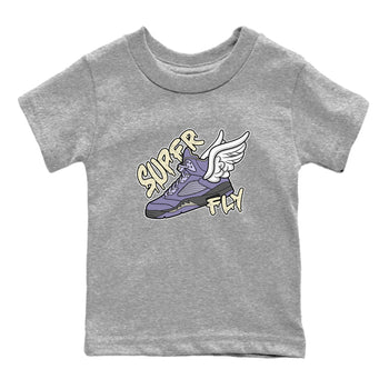 Air Jordan 5 Indigo Haze Sneaker Match Tees Super Fly Sneaker Tees AJ5 Indigo Haze Sneaker Release Tees Kids Shirts Heather Grey 2